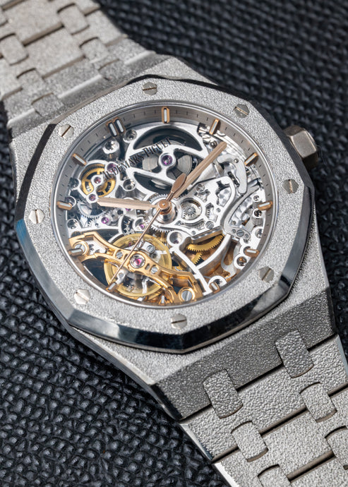 AP Royal Oak Double Balance Wheel Openworked Skeleton 15466BC Frosted White Gold - Image 6