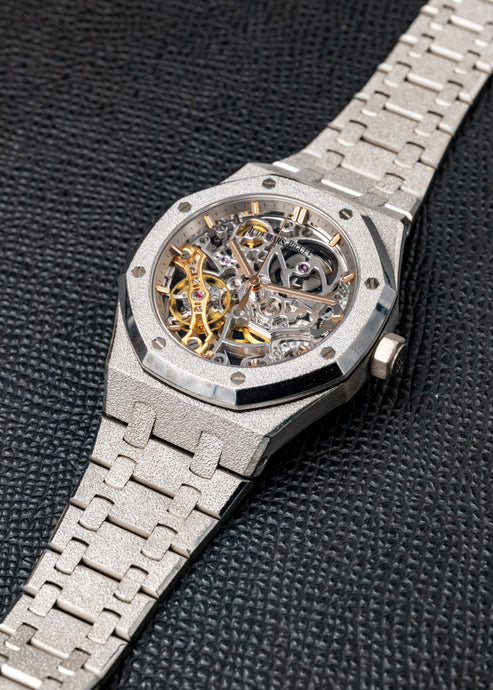 AP Royal Oak Double Balance Wheel Openworked Skeleton 15466BC Frosted White Gold - Image 4