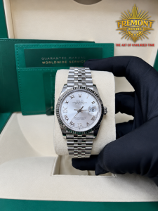 Luxury Rolex Datejust 126234 silver dial close-up