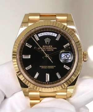 Rolex Day Date 40mm 228238 Black Baguette Dial