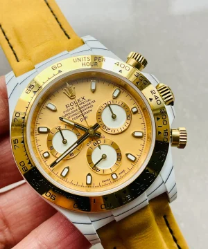 Rolex Daytona DIW White Carbon/YG DIWF Best Edition Gold Dial on Black Nylon Strap A7750