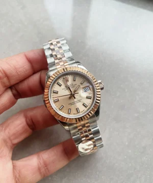 Rolex Datejust 28mm 904L RG/SS Champagne Dial on RG/SS Jubliee Bracelet A2671 Super Clone