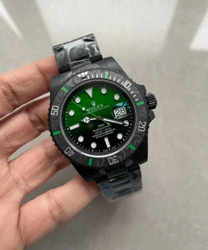 Rolex Submariner DIW “Parakeet” DLC VSF 1:1 Best Edition Black/Green Dial on DLC Bracelet VS3135