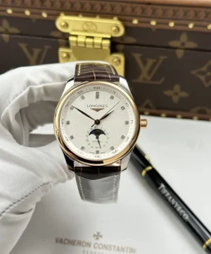 Longines Master Collection Moonphase White Dial Leather Strap 40mm Super Clone