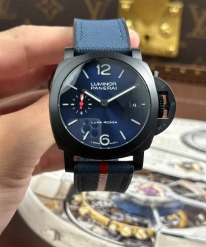PAM1408 Luna Rossa Submersible VSF 1:1 Best Edition Blue Dial on Blue Fabric Strap P.900 Clone
