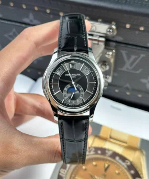 Patek Philippe Super Clone Watch Complications 5205G Gray Dial Leather Strap 40mm