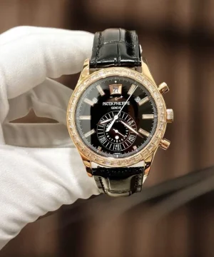 Patek Philippe Complications 5961 Super Clone Black Dial Leather Strap 40.5mm
