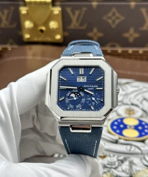 Cubitus 5822 SS OMEF 1:1 Best Edition Sunburst Blue Dial On Blue Fabric Patter Strap Super Clone PP240 Movement