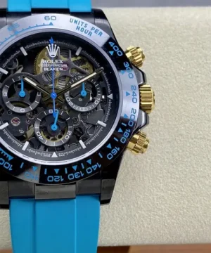 Rolex Daytona By Blaken Skeleton Dial Rubber Strap Cyan 40mm