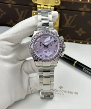 Rolex Daytona Mother Of Pearl Purple Dial Bezel Stone CZ 40mm
