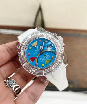 Rolex Submariner Phantomlab Transparent 5GF Best Edition Blue Fruit Dial on White Rubber Strap VR3135