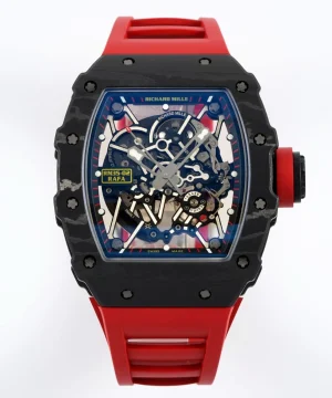 RM035-02 Real Black NTPT VAF 1:1 Best Edition Skeleton Dial On Red Rubber Strap RMAL1 Super Clone V2