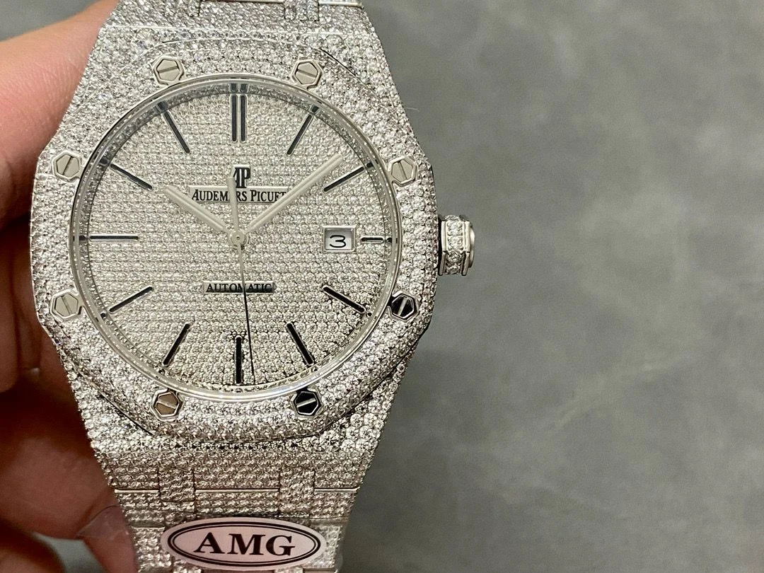 Audemars Piguet Royal Oak 41MM Silver Dial Iced Out 25.25- 15400ST